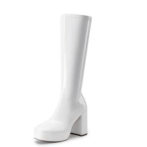 White Patent Platform Gogo Boots – Retro 60s Dream Pair